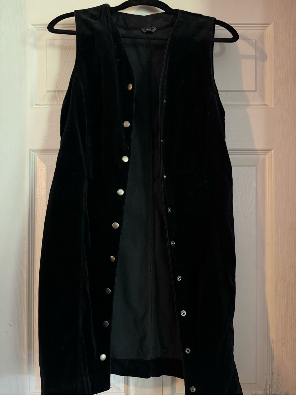 GAP Classic Black Velvet Long Vest Jacket dress Gothic
